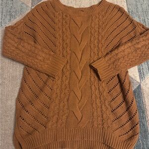 Express Rust Cable Knit Sweater
